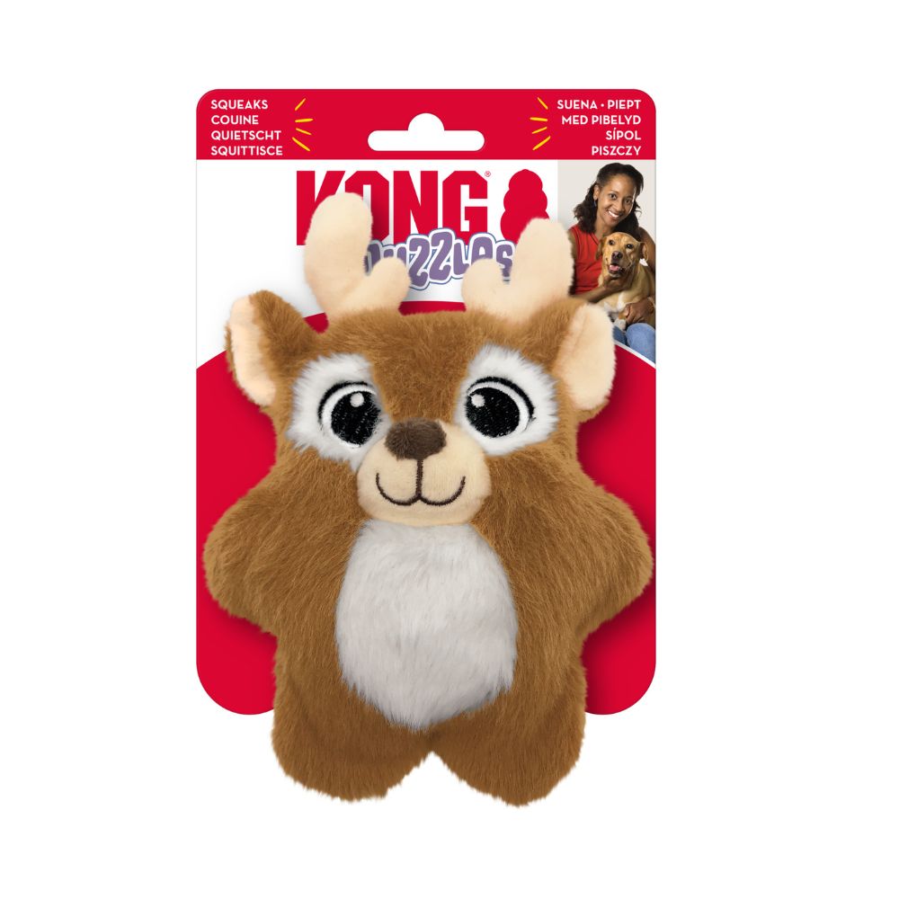 KONG Holiday Snuzzles Reindeer: Festive squeaky toy for small dogs.