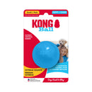 Blue KONG Puppy Ball with Hole attached to KONG retail packaging