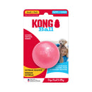 Pink KONG Puppy Ball with Hole attached to KONG retail packaging