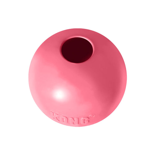 Pink KONG Puppy Ball with Hole on a white background
