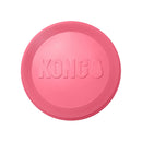 Pink KONG Puppy Flyer natural rubber puppy fetch toy on a white background.