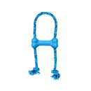 Blue KONG Puppy Goodie Bone with Rope on a white background