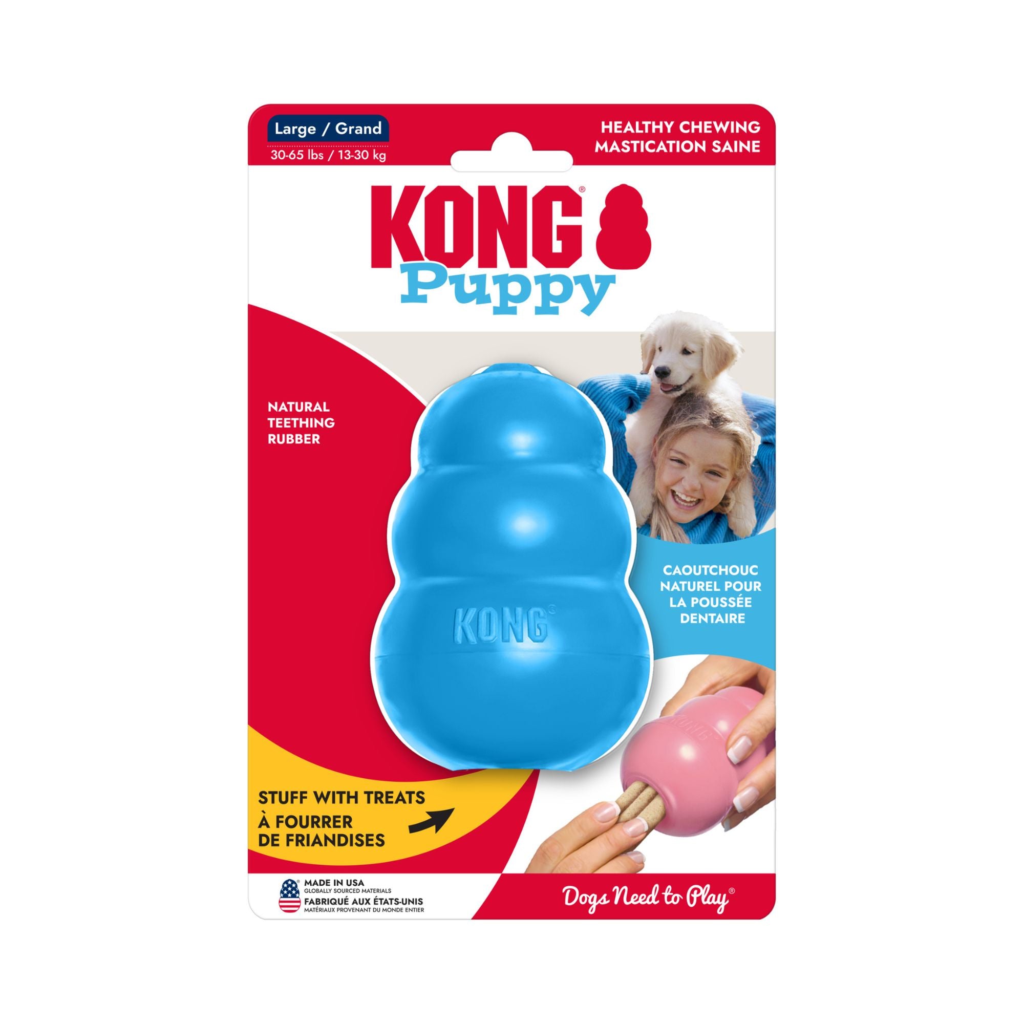 KONG Puppy Dog Toy Large Blue retail packaging