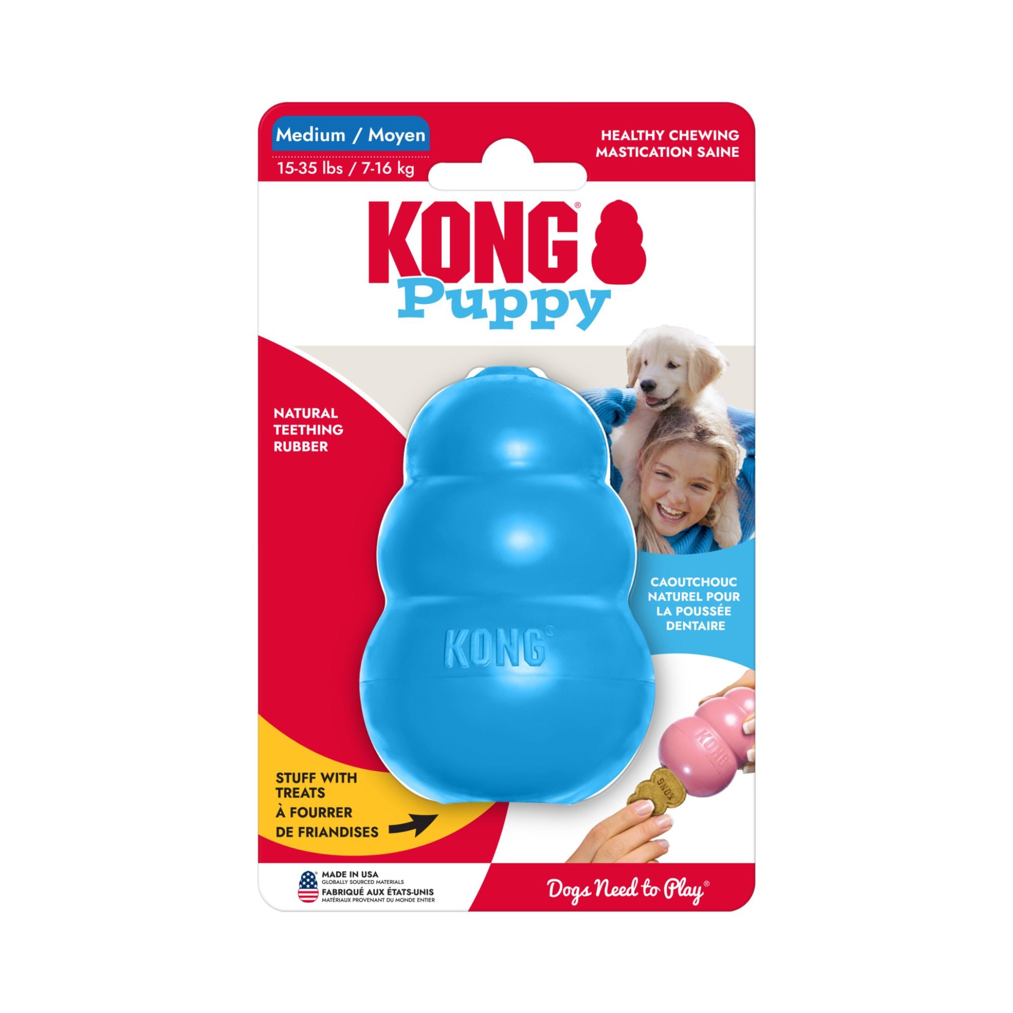 KONG Puppy Dog Toy Medium Blue retail packaging