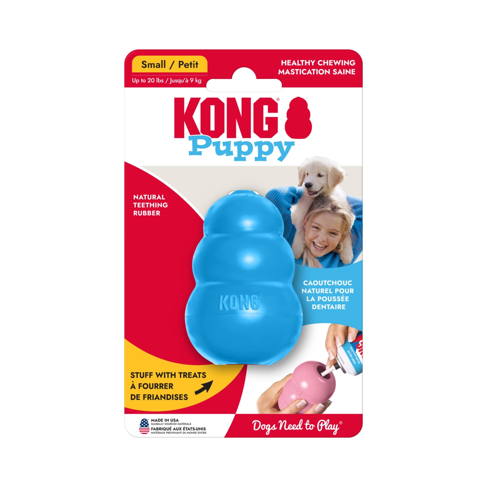 KONG Puppy Dog Toy Small Blue retail packaging
