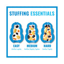 KONG Puppy stuffing guide showing easy, medium and hard stuffing levels