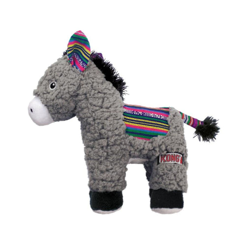 KONG Sherps Donkey plush dog toy in grey, side view standalone shot.