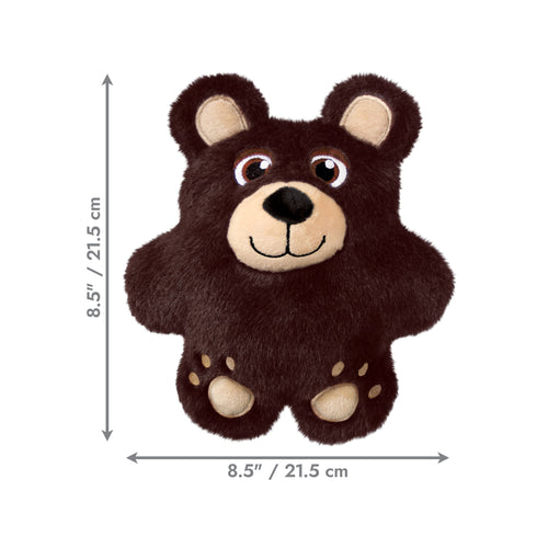 KONG Snuzzles Bear Dog Toy with dimensions of 8.5 × 8.5 inches (21.5 × 21.5 cm).