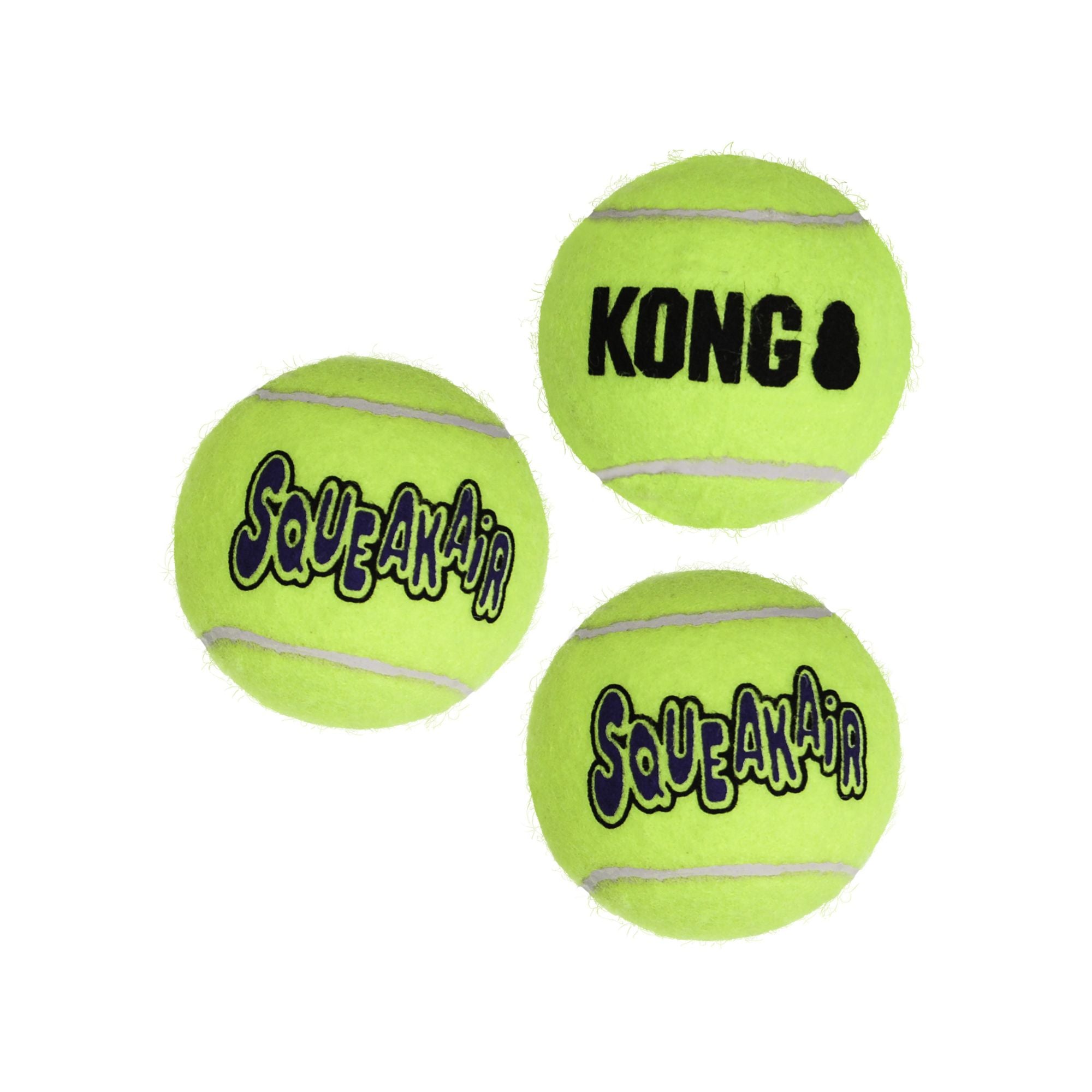Three KONG SqueakAir Medium balls featuring KONG and SqueakAir logos on a white background.
