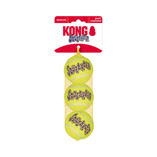KONG SqueakAir Medium 3-pack tennis balls in official retail packaging.