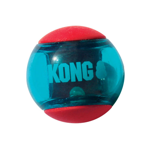 KONG Squeezz Action Ball Red - Interactive fetch and chew toy for dogs.