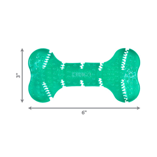A view of the KONG Squeezz Dental Bone with overall dimensions.
