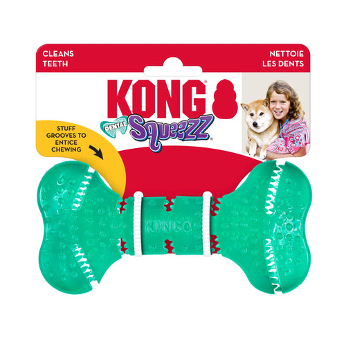 KONG Squeezz Dental Bone in branded packaging.