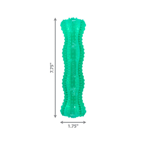 KONG Squeezz Dental Stick Chew Toy for dogs featuring product dimensions.
