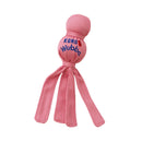 Pink KONG Wubba Puppy dog toy featuring durable fabric tails and a squeaker for interactive play.