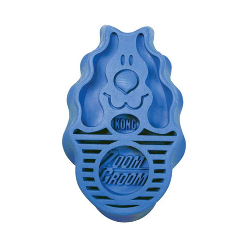 Boysenberry KONG ZoomGroom dog brush with soft rubber bristles for effective grooming.