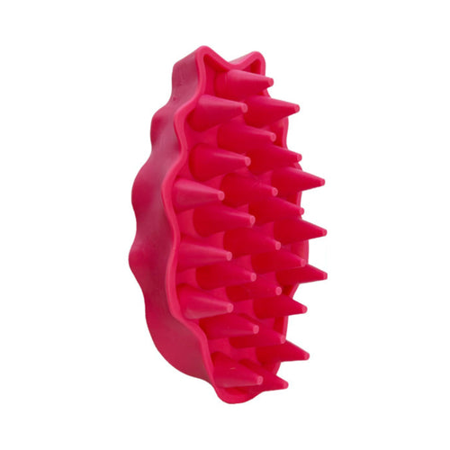 Raspberry KONG ZoomGroom Brush with wide soft rubber bristles for an effective dog grooming experience.