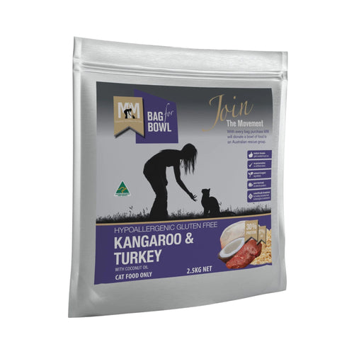 Meals for Meows Kangaroo & Turkey Cat Food 2.5kg bag – hypoallergenic gluten-free dry food for cats