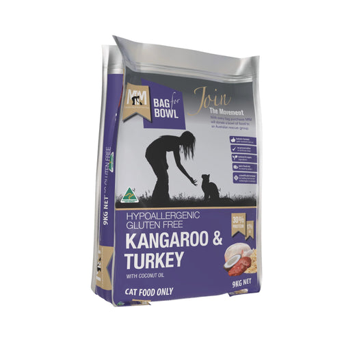 Meals for Meows Kangaroo & Turkey Cat Food 9kg bag – high-protein cat dry food for sensitive stomachs