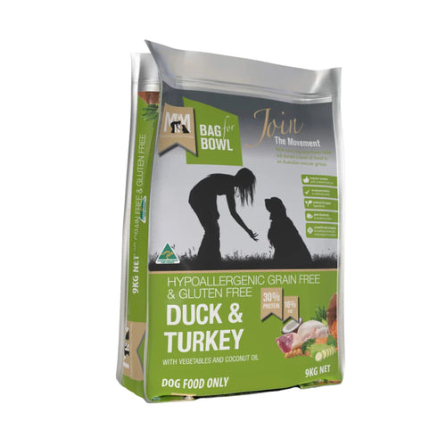Meals for Mutts Duck & Turkey Dog Food 9kg bag – high-protein dog dry food for sensitive stomachs