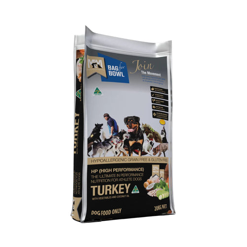 Meals for Mutts High Performance Turkey adult dry dog food 20kg bag front