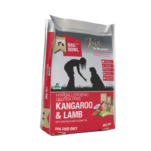 Meals for Mutts Kangaroo and Lamb adult dry dog food 9kg bag front