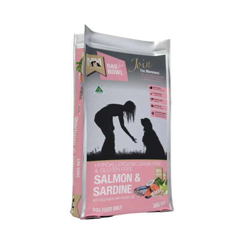 Meals for Mutts Salmon & Sardine Dog Food 20kg bag - bulk pack of premium hypoallergenic grain-free dry dog food