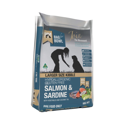 Meals for Mutts Salmon & Sardine (Large Kibble) adult dog food 9kg bag front