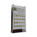 Back of Meals for Mutts Single Meat Protein Chicken dry dog food 14kg bag showing ingredients and nutrition