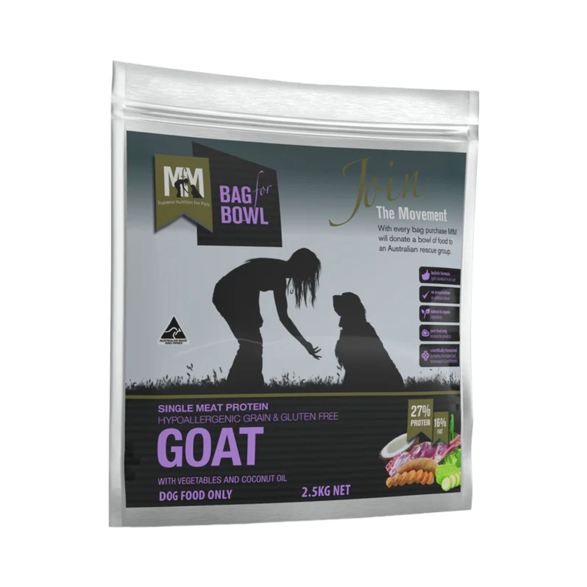 Meals for Mutts Single Meat Protein Goat dry dog food 2.5kg bag front