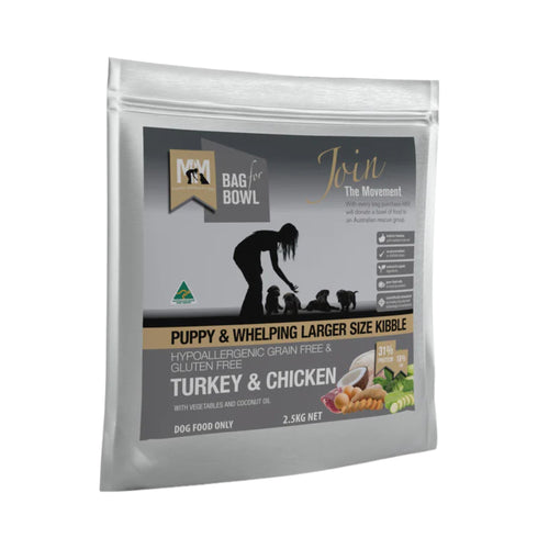 Meals for Mutts Turkey & Chicken Dry Puppy Food 2.5kg bag - grain-free hypoallergenic nutrition for puppies