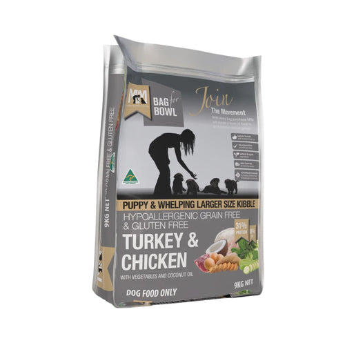 Meals for Mutts Turkey & Chicken Puppy Food 9kg bag – high-protein dog dry food for sensitive stomachs