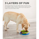 Labrador eating kibble from the Nina Ottosson Lickin' Layers puzzle feeder on a non-slip base