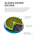 Close-up of the three Lickin' Layers compartments filled with kibble and treats