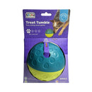 Front of the Nina Ottosson Treat Tumble (Small) packaging, blue and yellow ball, Level 1 Easy skill rating.