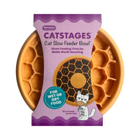 Front packaging of Catstages Cat Slow Feeder Bowl orange by Outward Hound.