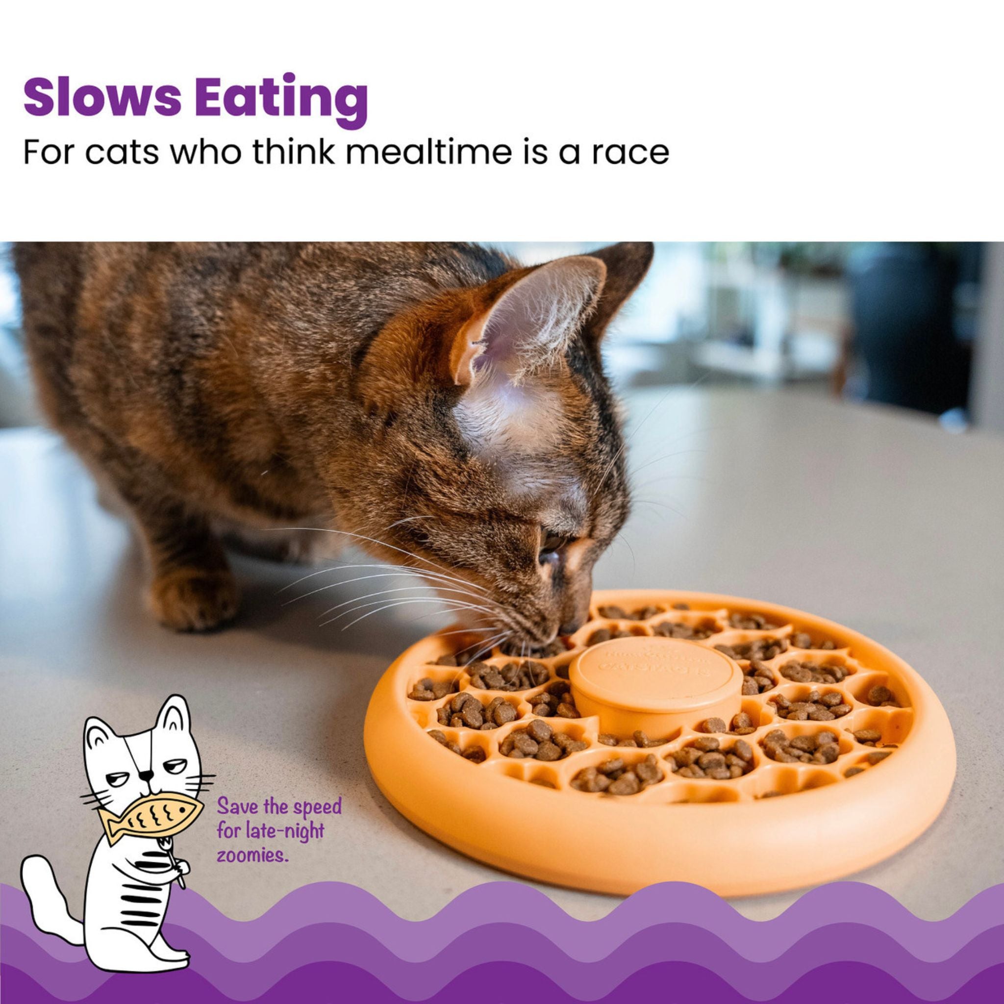 Outward Hound Catstages Cat Slow Feeder Bowl – Orange
