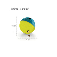Dimensions of Outward Hound Treat Tumble small dog toy 4.75 inches.