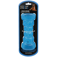 X-Large blue durable treat toy for dogs. Bounces and floats. 