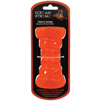 Durable Scream Xtreme Treat Bone dog toy, bounce, chew, float