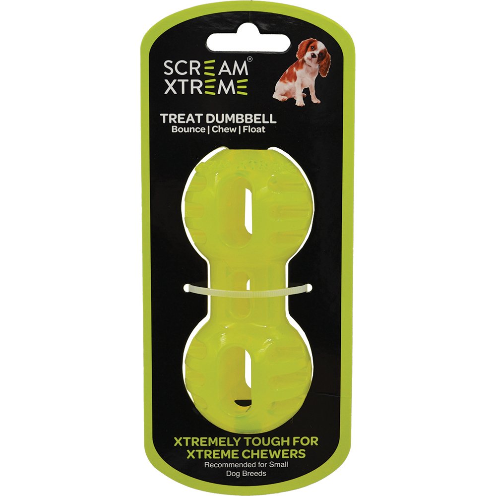 Vibrant Green Scream Xtreme Treat Dumbbell - Engaging Pet Toy