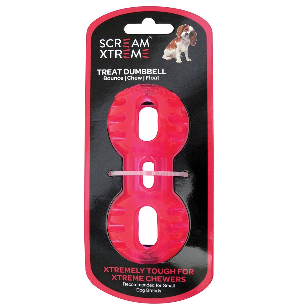 Scream Xtreme Treat Dumbbell Loud Pink Dog Toy - (3) Sizes