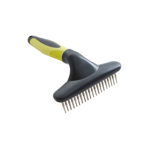 Close-up view of the Style It Undercoat Rake for dogs.