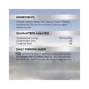 Nutritional label for a Trilogy Complete Prey Pâté Wild Alaskan Salmon Cat & Kitten Wet Food with ingredients, guaranteed analysis, and feeding guide.