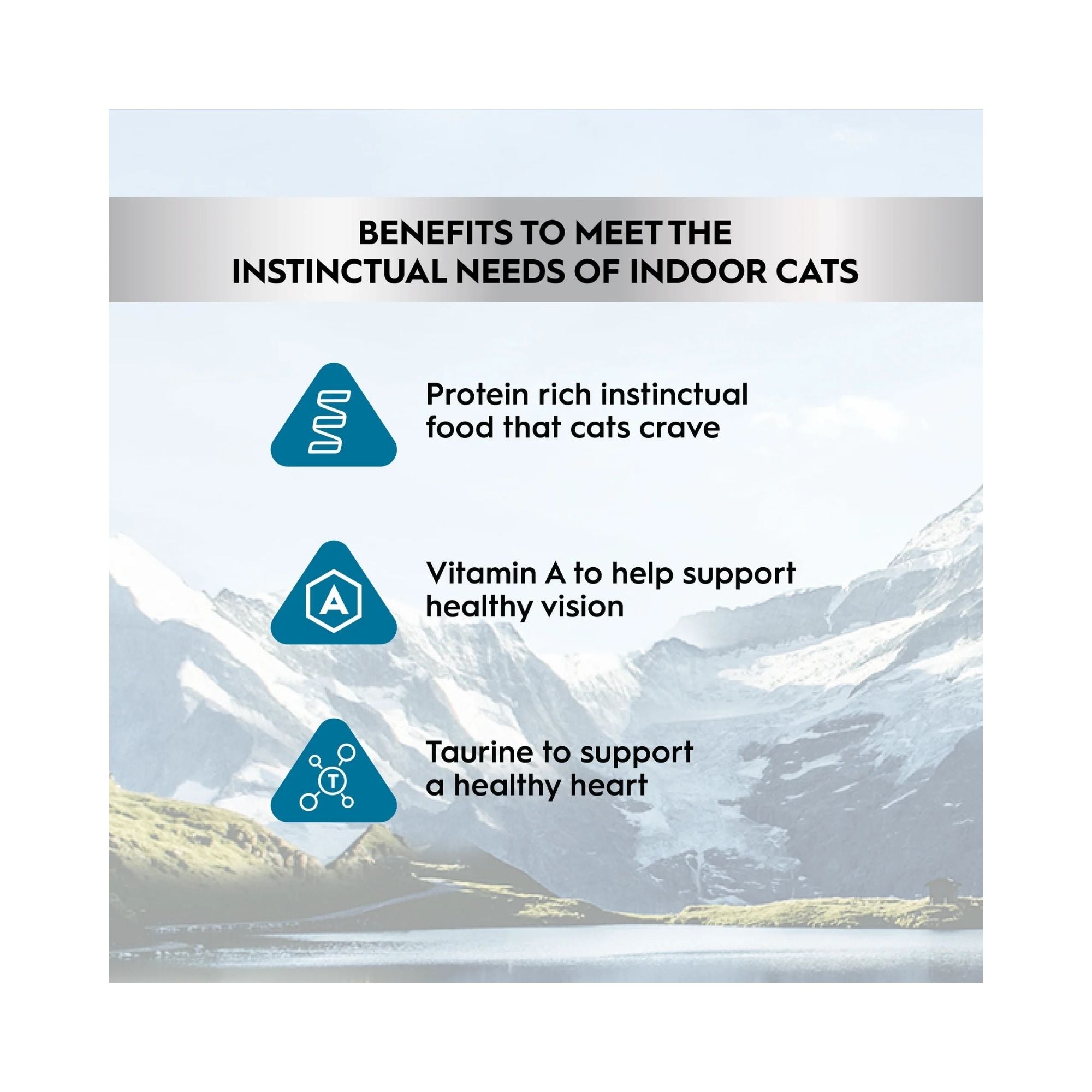 Promotional graphic for Trilogy Complete Prey Wild Caught Tuna wet cat food highlighting benefits