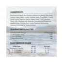 Trilogy Kitten Australian Barramundi with Pacific Island Tuna + New Zealand Lamb label with ingredients, guaranteed analysis, and daily feeding guide