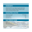 Product information panel for Trilogy Wild Caught Tuna Bone Broth Adult Wet Cat Food 85g with ingredients and feeding guide