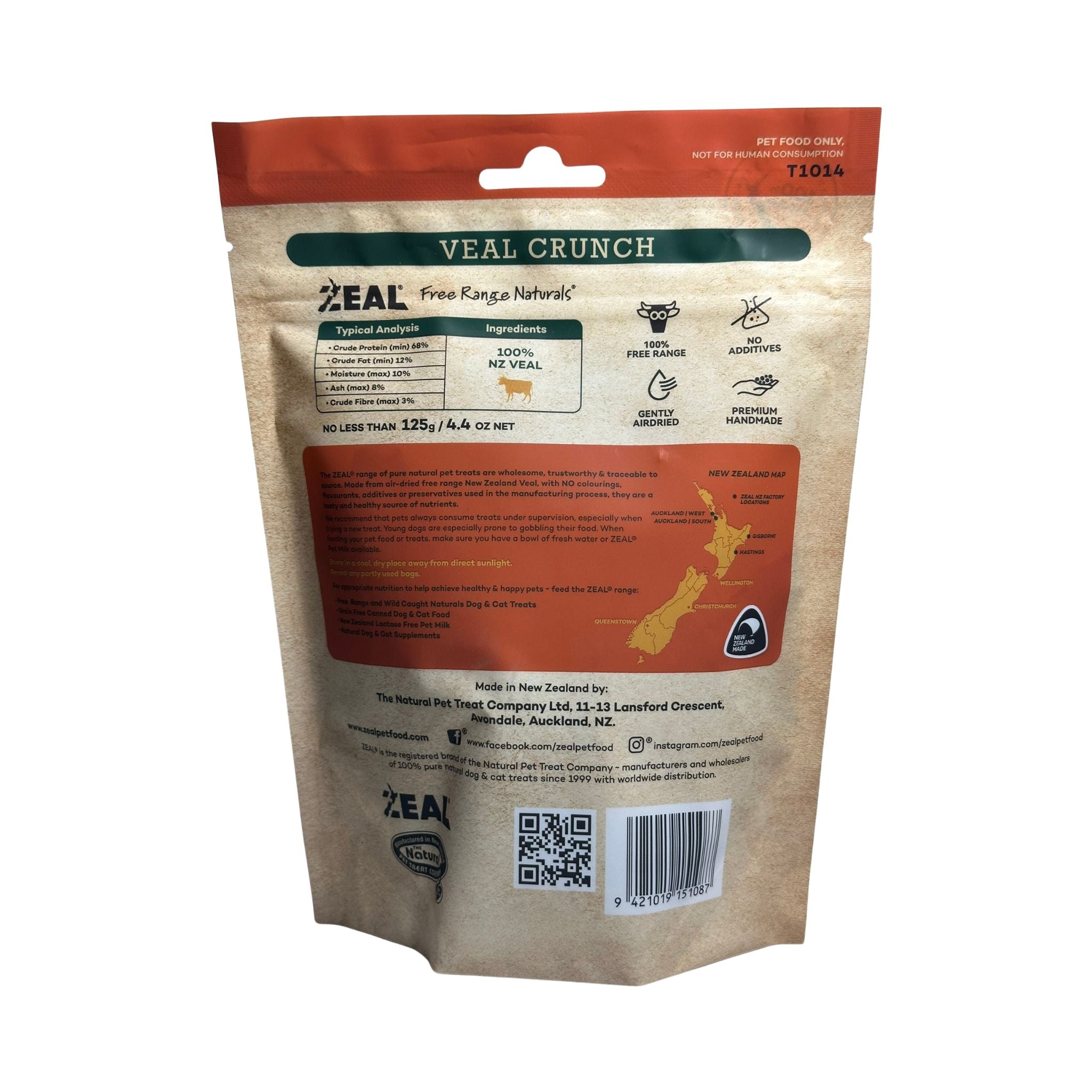 Zeal Air-Dried Veal Crunch for Dogs – 125g