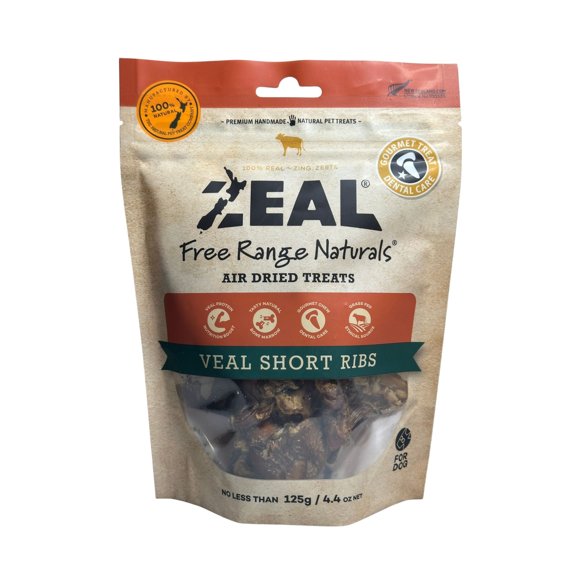 Zeal Air-Dried Veal Short Ribs for Dogs – 125g