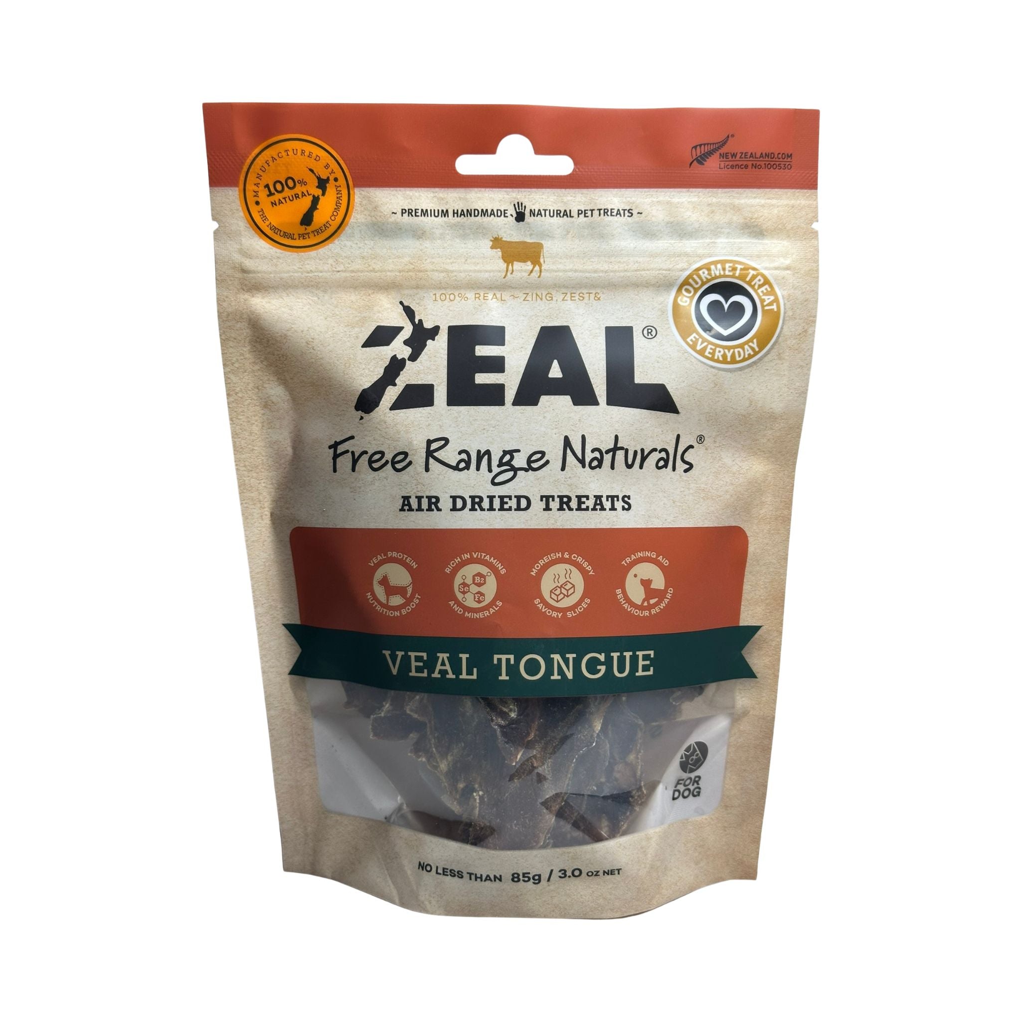 Zeal Air-Dried Veal Tongue for Dogs – 85g
